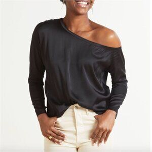 NWT Evereve Chaser Black Stretch Silky Off Shoulder, XL